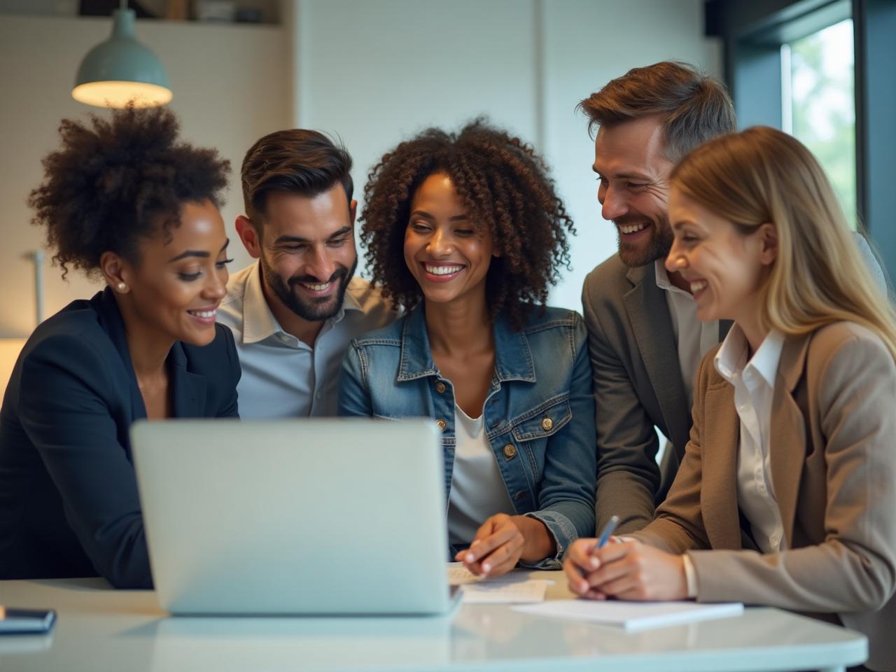 Diverse team of professionals collaborating together on financial planning